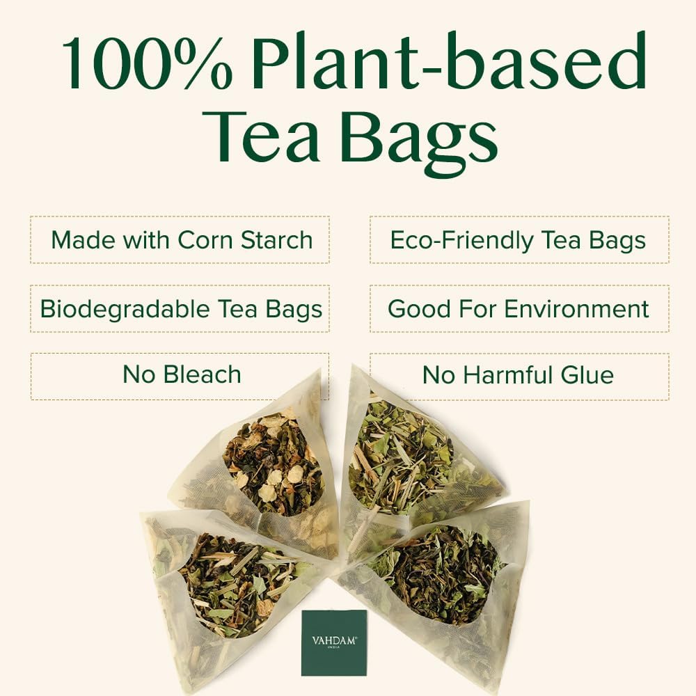VAHDAM Assorted Tea Sampler – 2 x 15 Premium Flavors in Pyramid Tea Bags - Canadian Distribution - Ships Free Within Canada on Orders Above CAD $199