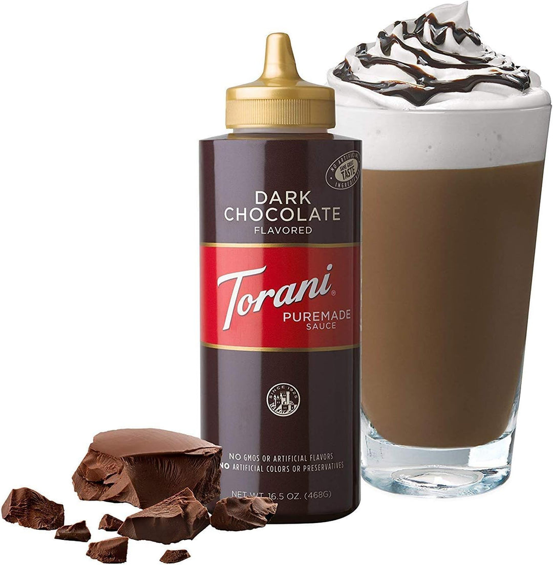 Torani Puremade Sauce Variety Pack - 4 Bottles (16.5oz Each) - Caramel, Dark Chocolate, White Chocolate & Pumpkin Pie - Canadian Distribution - Ships Free Within Canada on Orders Above CAD $199