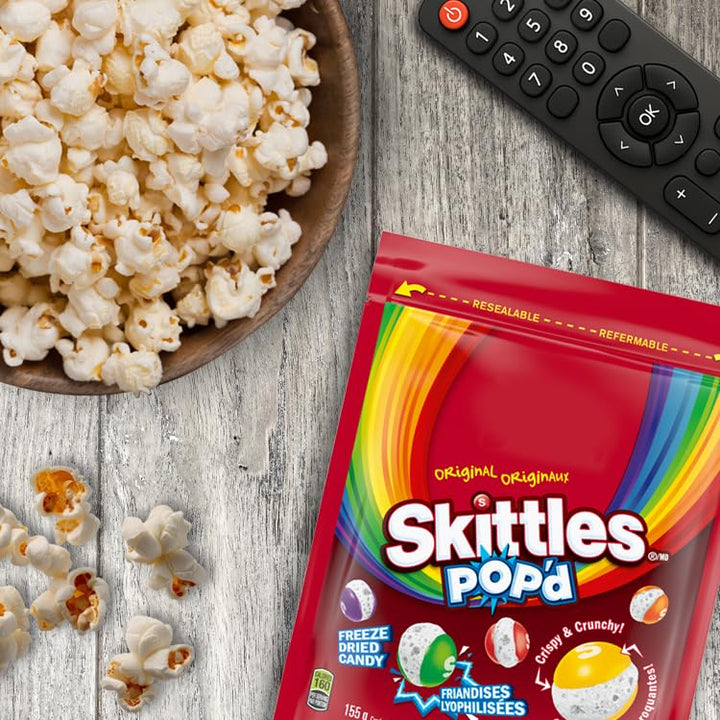 SKITTLES POP'D Original Freeze-Dried Fruity Candy, Crunchy Snack Pack 155g - Canadian Distribution - Ships Free Within Canada on Orders Above CAD $199