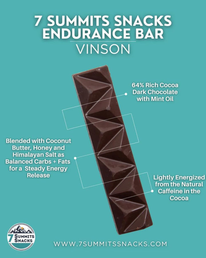 7 Summits Snacks Vinson Endurance Chocolate Bar 12x31g - Canadian Distribution - Ships Free Within Canada on Orders Above CAD $199