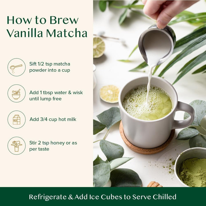 VAHDAM Vanilla Matcha Green Tea Powder (2 x 1.76oz/50g) - Pure Japanese Matcha with Madagascar Vanilla - Canadian Distribution - Ships Free Within Canada on Orders Above CAD $199