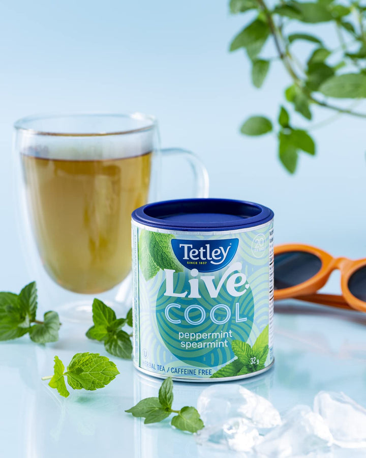 Tetley Live Cool Peppermint & Spearmint Herbal Tea – 6 Pack with 120 Tea Bags, Naturally Caffeine Free - Canadian Distribution - Ships Free Within Canada on Orders Above CAD $199