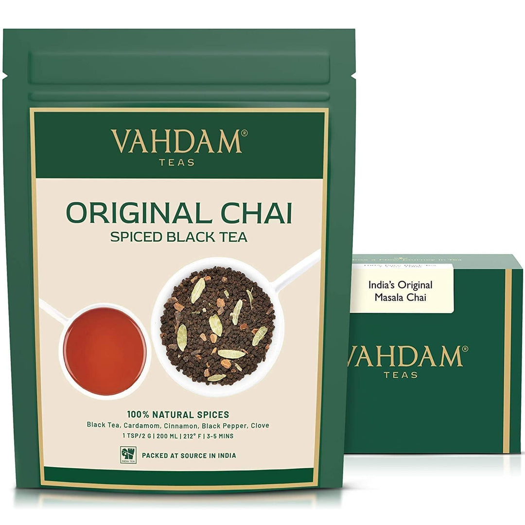 VAHDAM Masala Chai Tea Loose Leaf - 50 Cups (3.53oz) | Black Tea with Cinnamon, Cardamom, Cloves & Black Pepper - Canadian Distribution - Ships Free Within Canada on Orders Above CAD $199