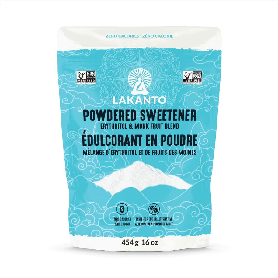 Lakanto Monkfruit & Erythritol Powdered Sweetener – 1:1 Sugar Substitute for Baking & Frosting, 454g - Canadian Distribution - Ships Free Within Canada on Orders Above CAD $199