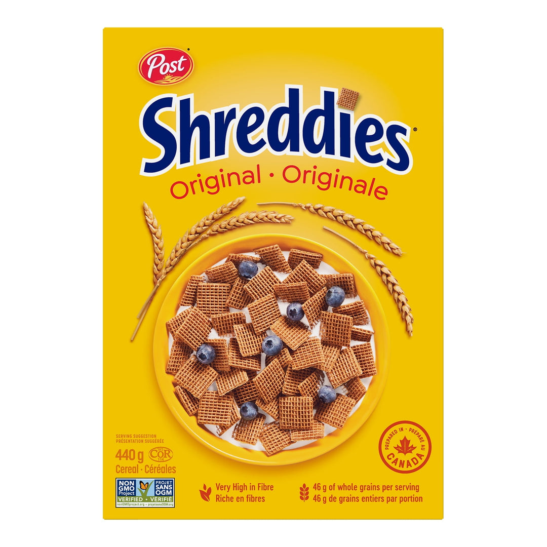 Cereal Wheat Shreddies - 12 x 440 g - Post Cereal - Restaurant and Foodservice Ingredients - Canadian Distribution