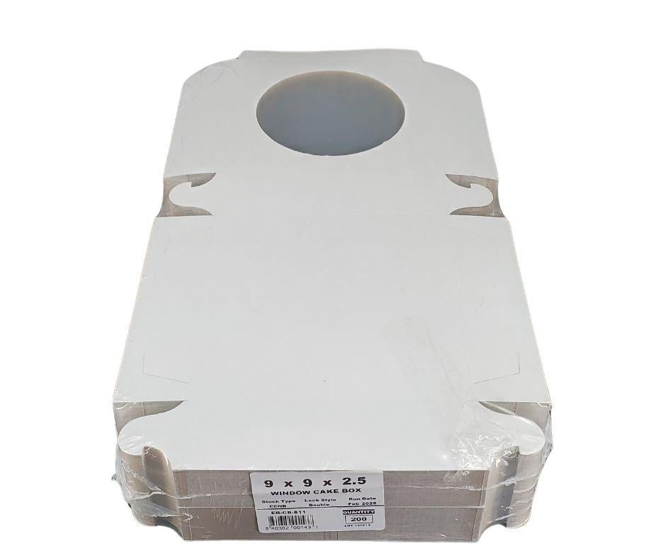 EB - Boîtes à gâteaux blanches - Avec fenêtre - 9x9x2.5 (Boîte à tarte)