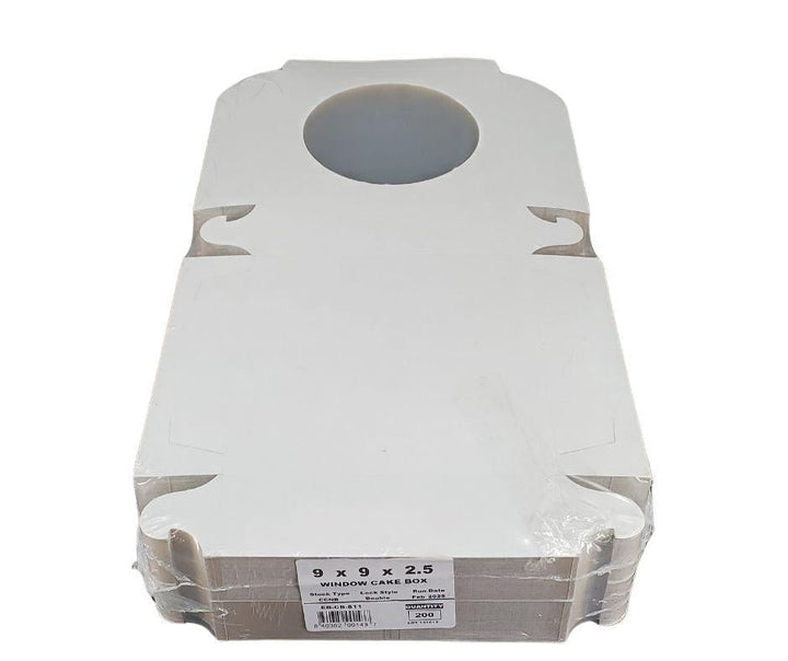 EB - Boîtes à gâteaux blanches - Avec fenêtre - 9x9x2.5 (Boîte à tarte)