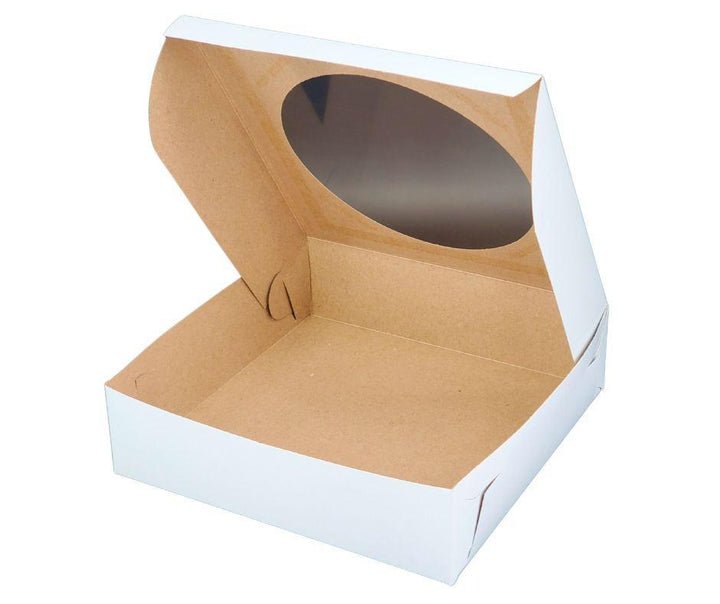 EB - Boîtes à gâteaux blanches - Avec fenêtre - 9x9x2.5 (Boîte à tarte)