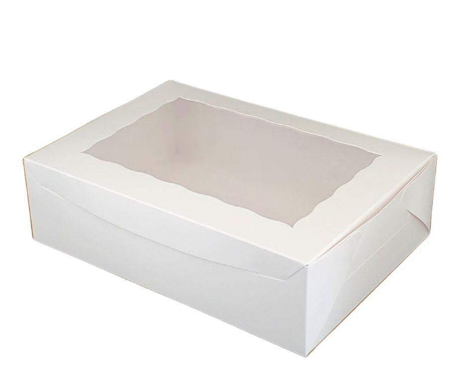EB - 14 x 10 x 4 - Boîte à cupcakes avec fenêtre - Blanche - 5284A