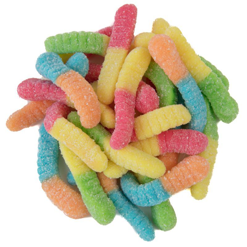 Sour Mini Neon Gummi Worms 2" Candy Toppings | TR Toppers G460-181 | Premium Dessert Toppings, Mix-Ins and Inclusions | Canadian Distribution