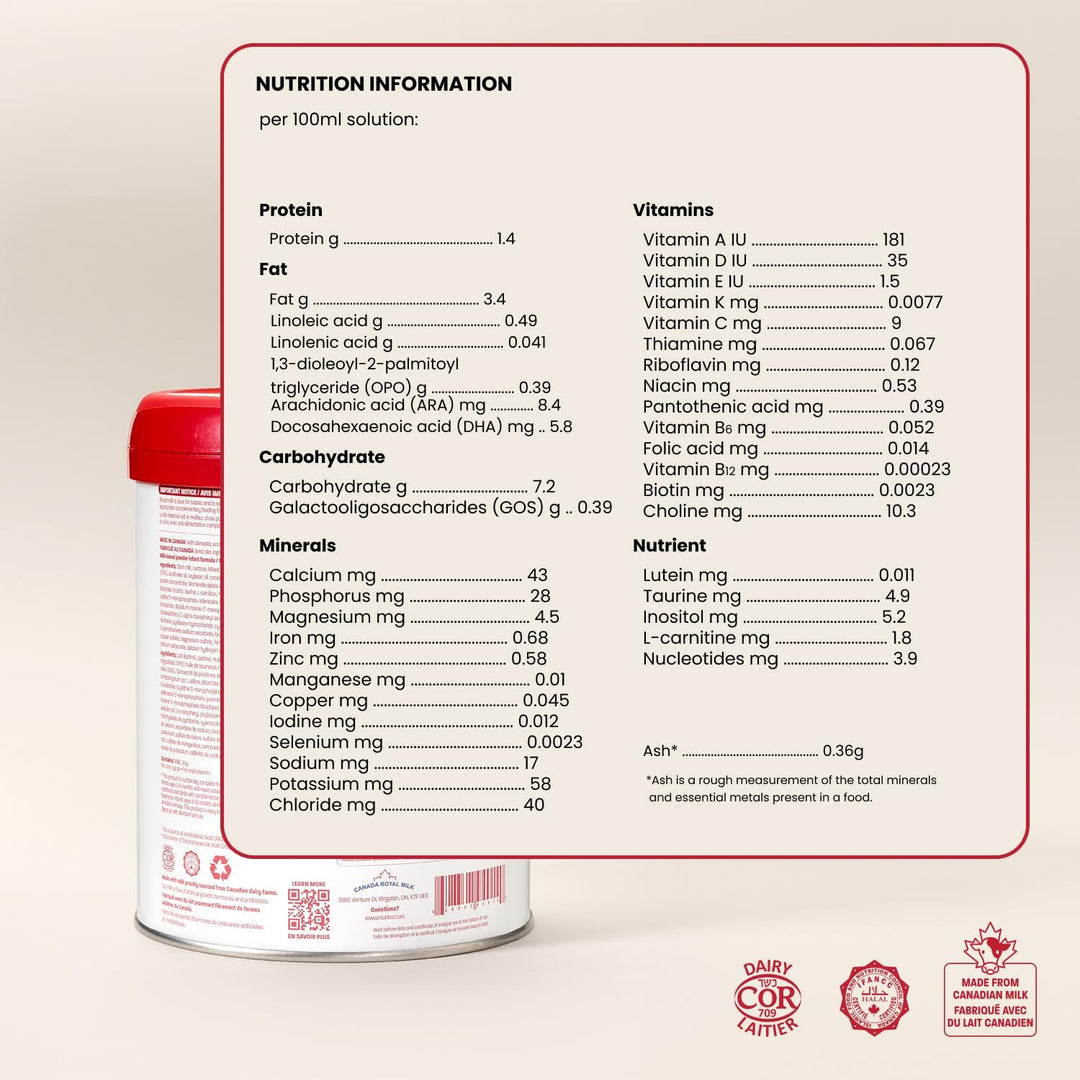 NIURISS - Infant Formula - Complete Nutrition - Canadian Milk - 0-12 months - 700g