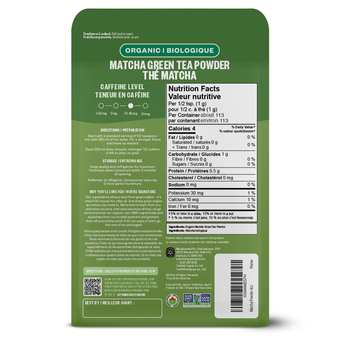 FGO – Organic Matcha – Japanese Culinary Grade – 113g