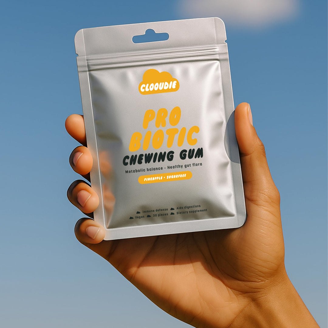 Clooudie Pro Biotic Chewing Gum - Pineapple Flavor - Vegan, Sugar Free - 30 Pieces - Canadian Distribution - Ships Free Within Canada on Orders Above CAD $199
