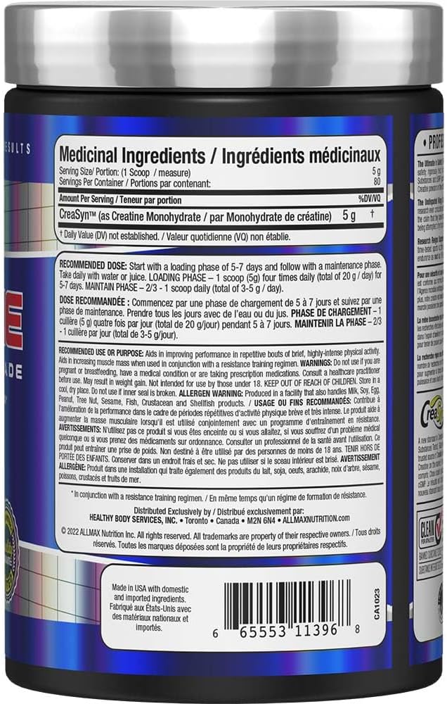 ALLMAX – Créatine Monohydrate en Poudre – 400 g