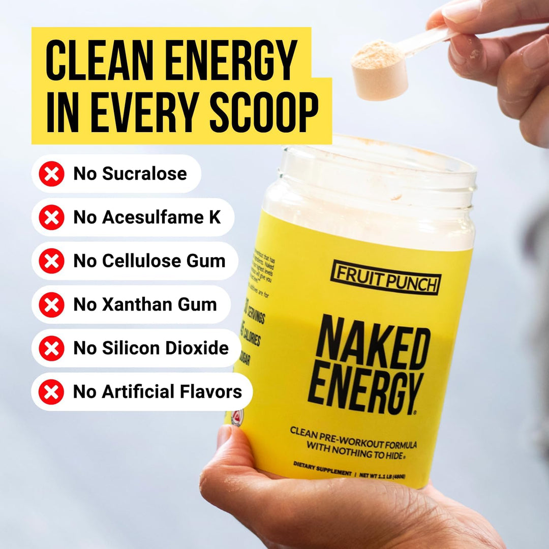 Naked (Naked Energy) – Pre Workout – Fruit Punch – 30 Servings – No Added Sweeteners