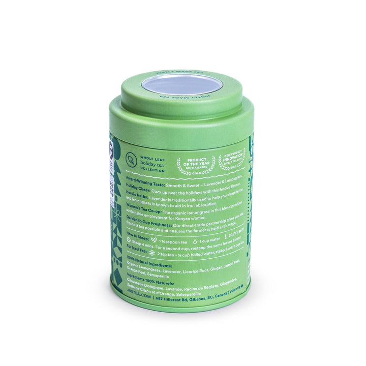 JusTea Starry Night Loose Leaf Herbal Tea | 70g Tin with Carved Spoon | 40+ Servings | Caffeine-Free | Fair Trade & Organic - Canadian Distribution - Ships Free Within Canada on Orders Above CAD $199