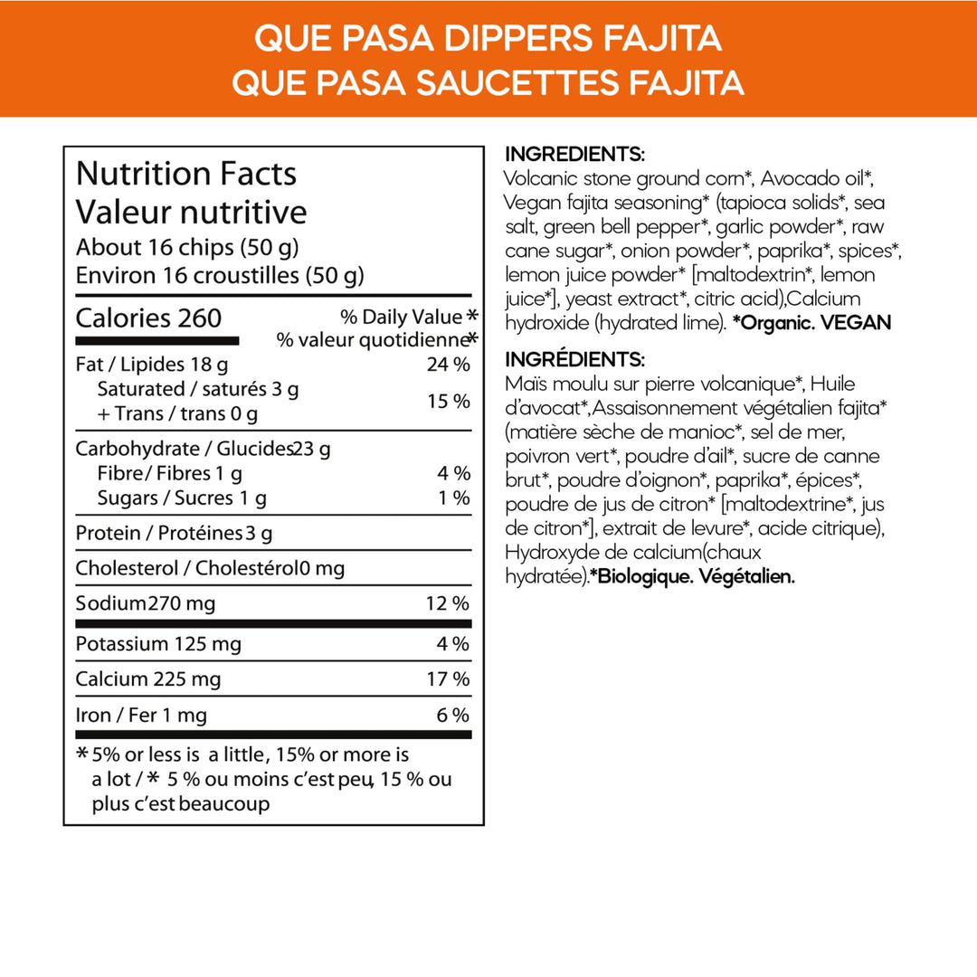 Que Pasa Organic Fajita Dippers Tortilla Chips - 12 Pack (170g Each) | Gluten Free & Non-GMO - Canadian Distribution - Ships Free Within Canada on Orders Above CAD $199
