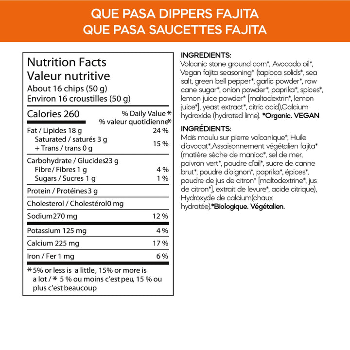 Que Pasa Organic Fajita Dippers Tortilla Chips - 12 Pack (170g Each) | Gluten Free & Non-GMO - Canadian Distribution - Ships Free Within Canada on Orders Above CAD $199