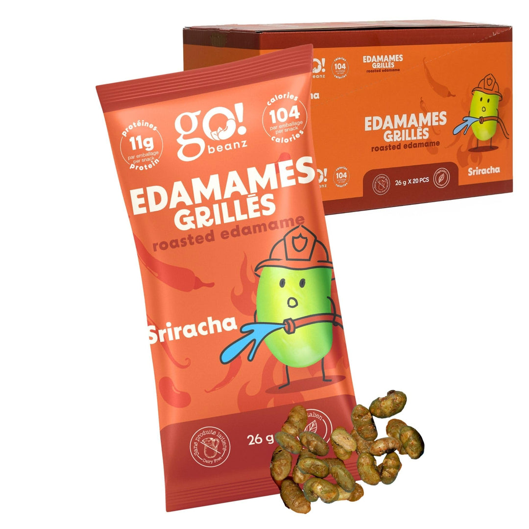 GoBeanz – Roasted Edamame – Sriracha – High-Protein Snack – 20 Packs