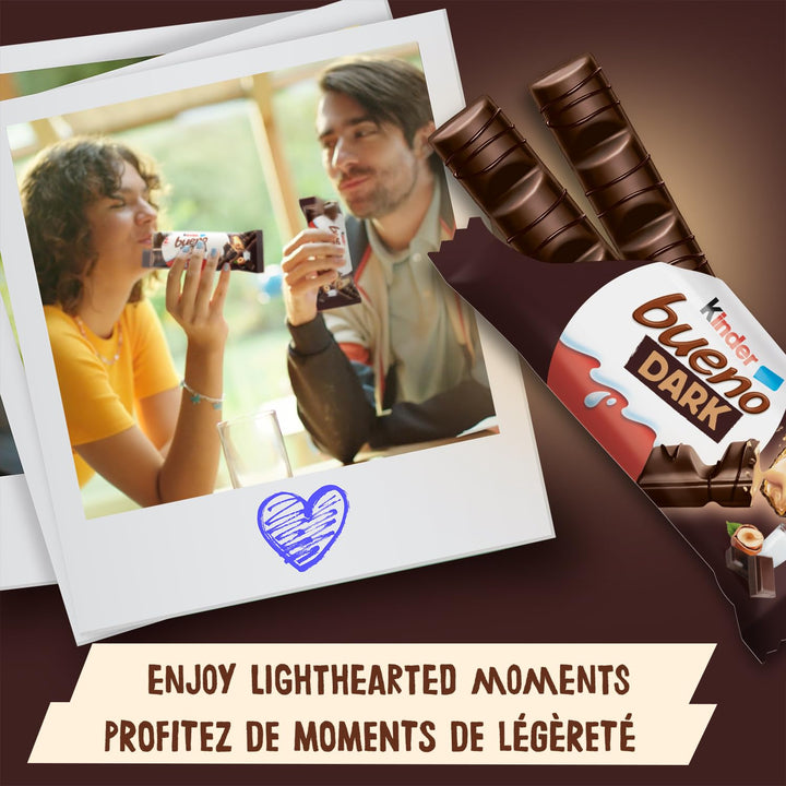Kinder Bueno Dark Chocolate Hazelnut Wafer Bars - 30 Pack (2 Bars Per Pack, 43g Each) - Canadian Distribution - Ships Free Within Canada on Orders Above CAD $199