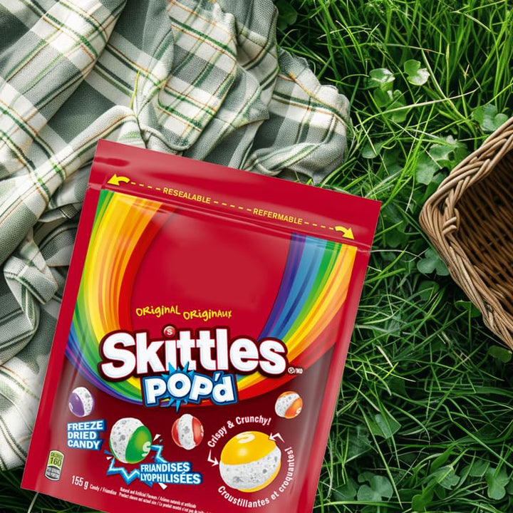 SKITTLES POP'D Original Freeze-Dried Fruity Candy, Crunchy Snack Pack 155g - Canadian Distribution - Ships Free Within Canada on Orders Above CAD $199