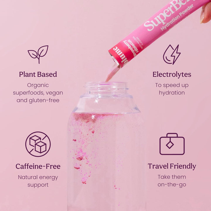 Blume – Sachets d'hydratation SuperBelly – Hibiscus à la fraise – 15 sticks