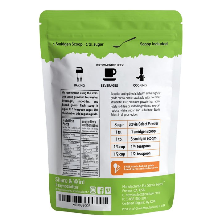 Stevia Select – Organic Stevia Extract – Original – 113g – Pure stevia no erythritol