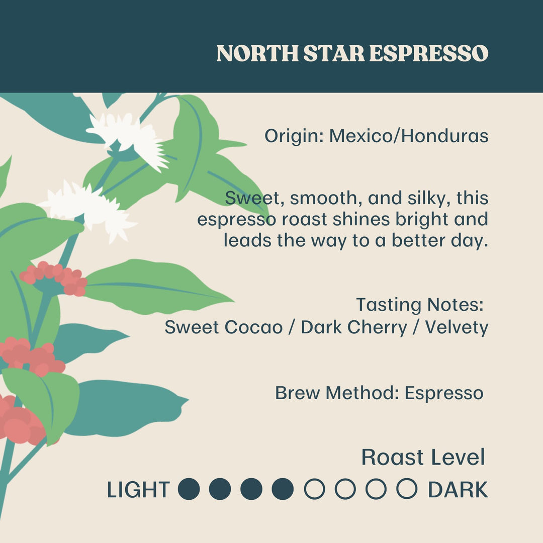 Equator Coffee Roasters – North Star Espresso Blend – Cocoa and Dark Cherry – 12oz – Organic