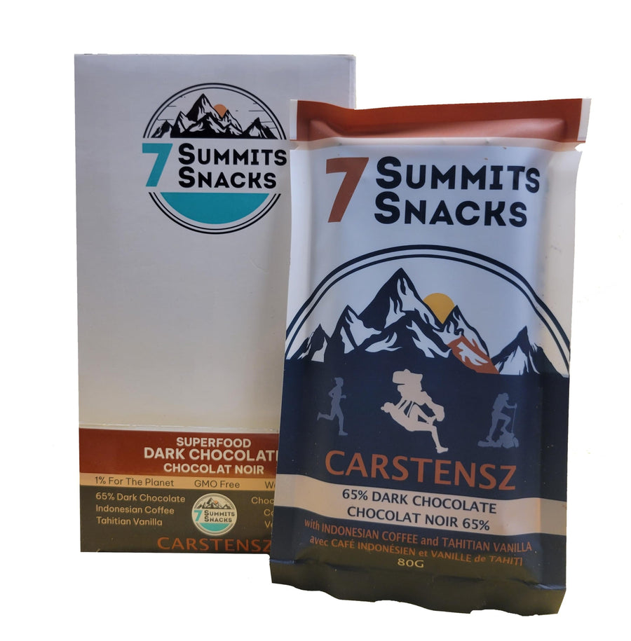 7 Summits Snacks Carstensz Superfood Chocolate Bar 12x80g - Canadian Distribution - Ships Free Within Canada on Orders Above CAD $199