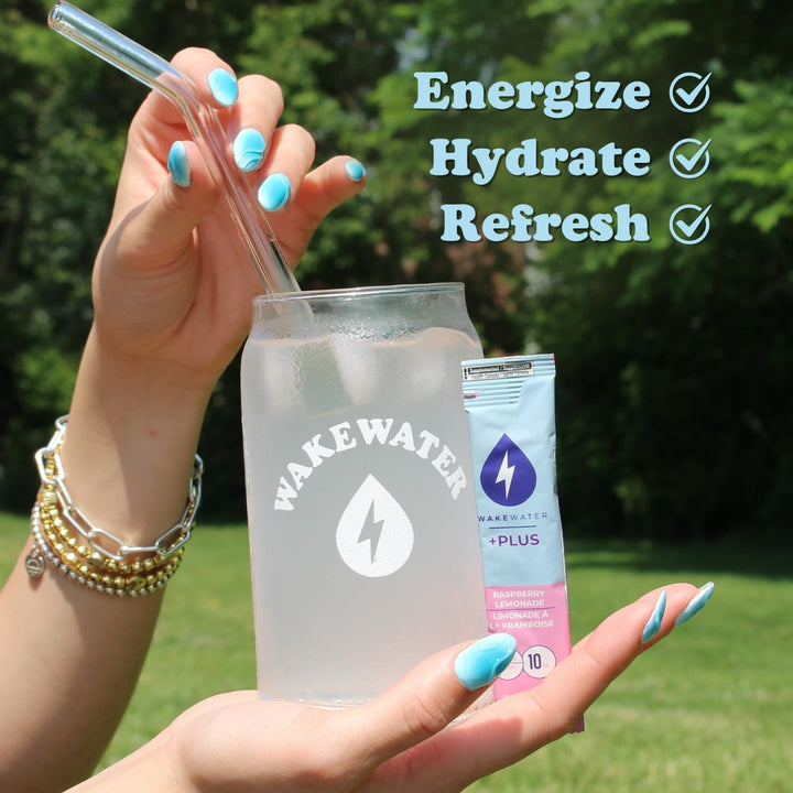 WakeWater Plus – Energy Powder – Raspberry Lemonade – 10 Sticks – Vitamins electrolytes