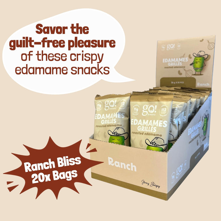 GoBeanz – Crunchy Roasted Edamame – Tasty Ranch – 20 Packs