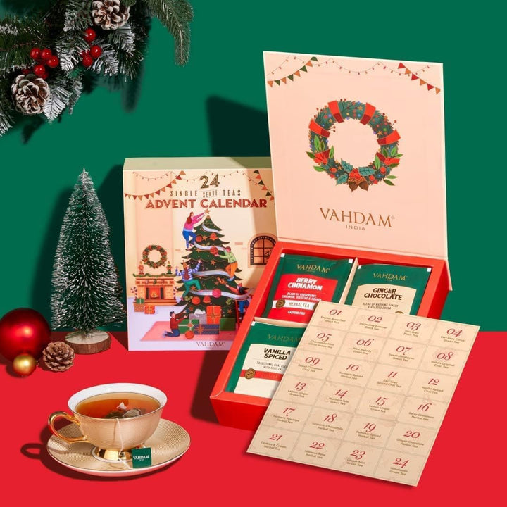VAHDAM – Christmas Tea Bags Gift Set – 24 Flavours – 24 Bags