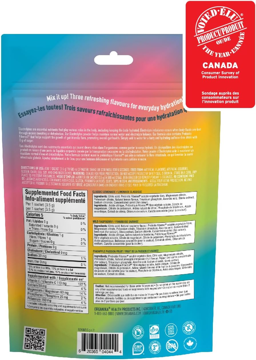 Organika – Electrolytes Powder Sachets – Variety Pack, 21 count