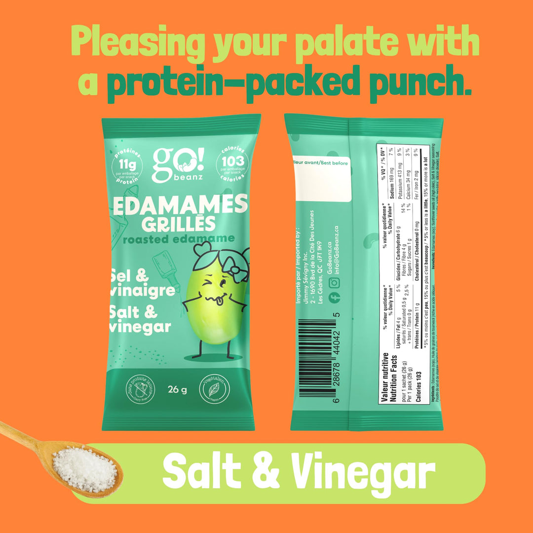 GoBeanz – Crunchy Roasted Edamame – Salt & Vinegar – 20 Pack
