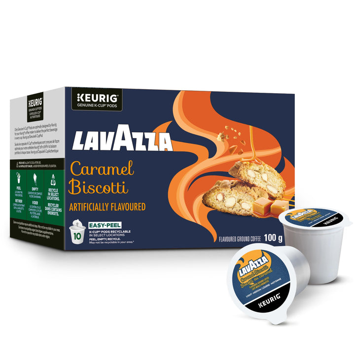 Lavazza Caramel Biscotti Light Medium Roast K-Cup Pods – 60 Count - Canadian Distribution - Ships Free Within Canada on Orders Above CAD $199