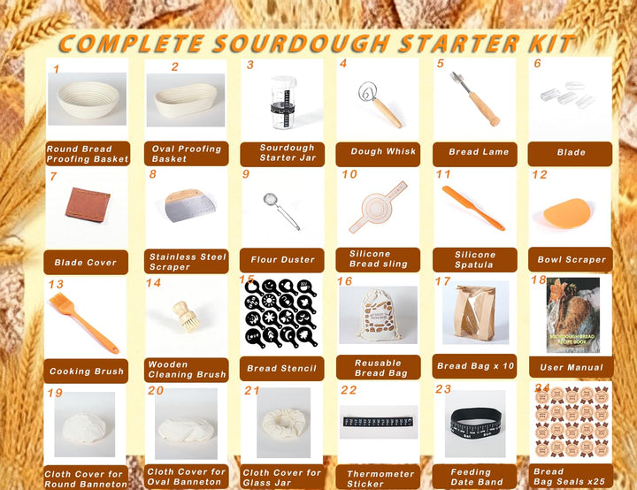 Complete Sourdough Baking Kit with Banneton Baskets and Professional Tools - Canadian Distribution - Ships Free Within Canada on Orders Above CAD $199