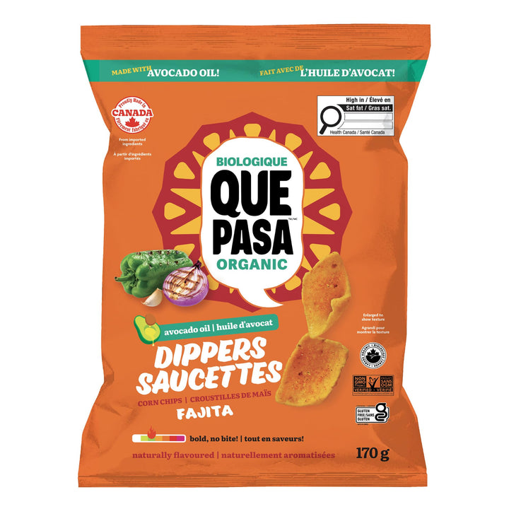 Que Pasa Organic Fajita Dippers Tortilla Chips - 12 Pack (170g Each) | Gluten Free & Non-GMO - Canadian Distribution - Ships Free Within Canada on Orders Above CAD $199