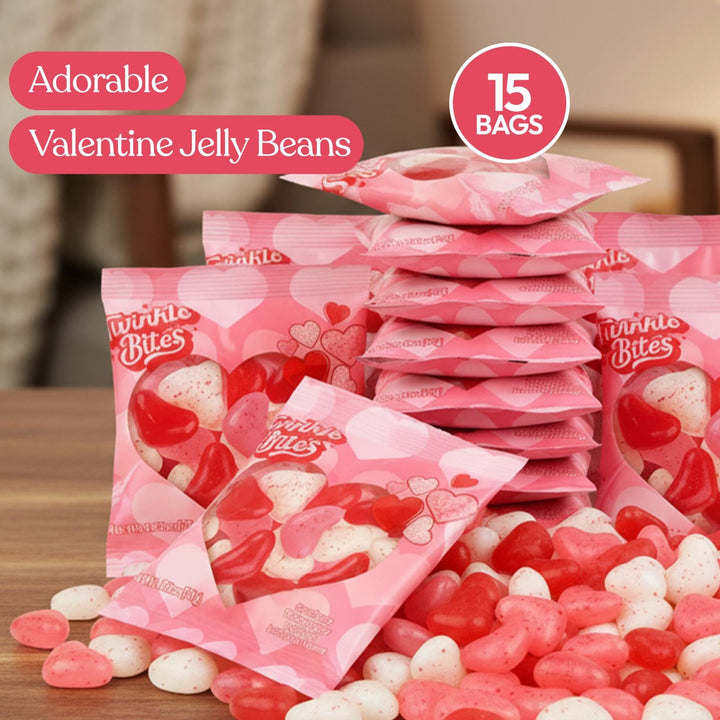 Sachet de 15 bonbons gélifiés pour la Saint-Valentin – Bonbons en forme de cœur en vrac – Saveurs délicieuses : fraise, tutti frutti, framboise – Bonbons d'amour pour la Saint-Valentin