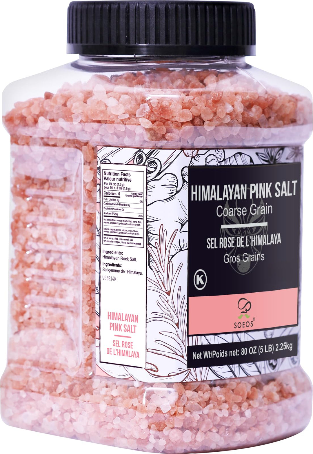 Soeos – Himalayan Pink Salt – Coarse Grain – 2.25kg – Mineral-Dense
