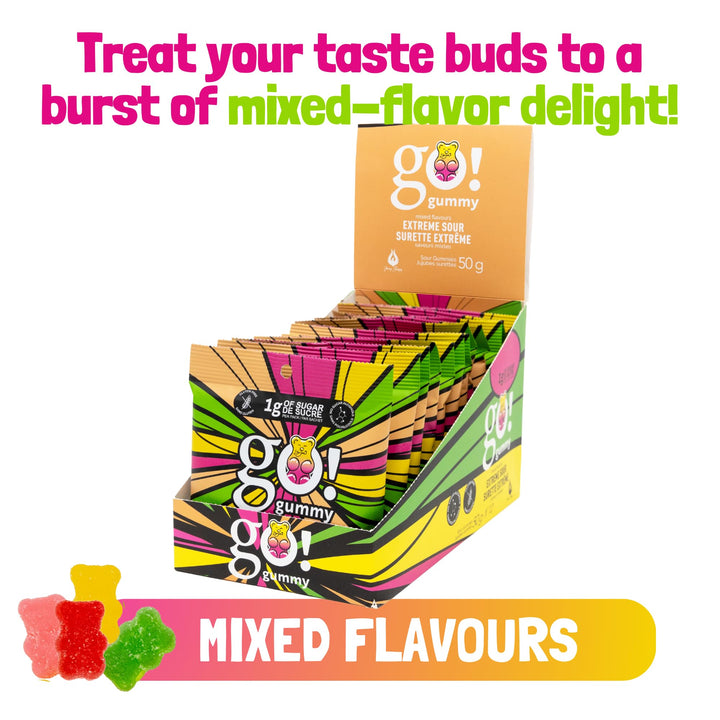 Jimmy Sevigny – GoGummy Extreme Sour – Mixed Flavours – 12 × 50g – Low sugar high fibre