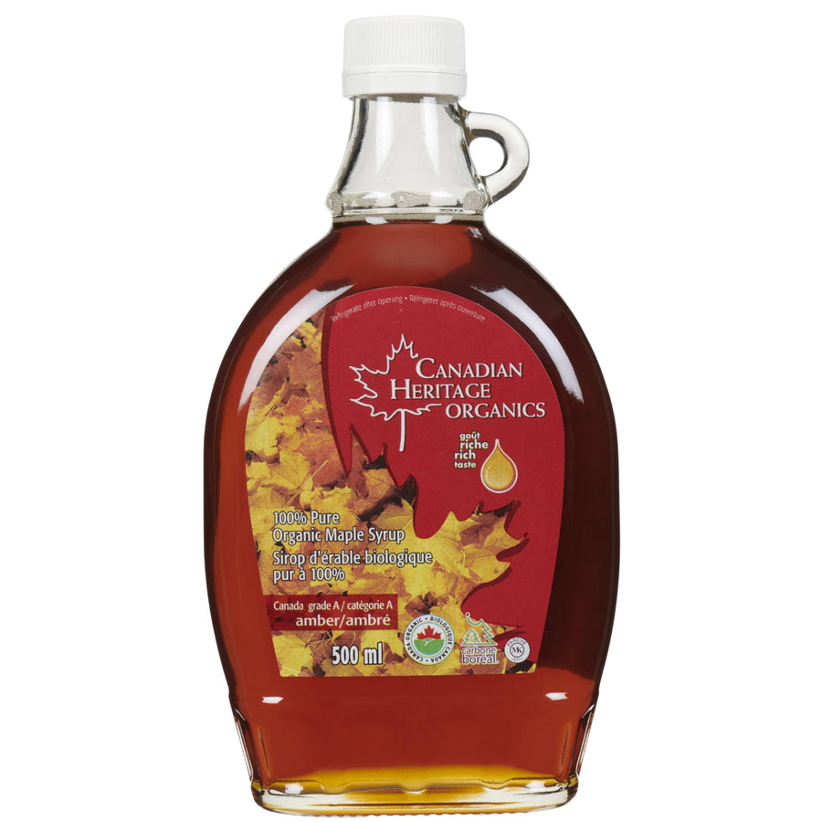 Canadian Heritage Organics Organic Maple Syrup – Medium Amber, 500 mL | 100% Pure & Canada-Organic Certified - Canadian Distribution - Ships Free Within Canada on Orders Above CAD $199