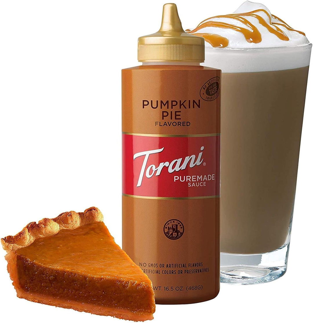 Torani Puremade Sauce Variety Pack - 4 Bottles (16.5oz Each) - Caramel, Dark Chocolate, White Chocolate & Pumpkin Pie - Canadian Distribution - Ships Free Within Canada on Orders Above CAD $199