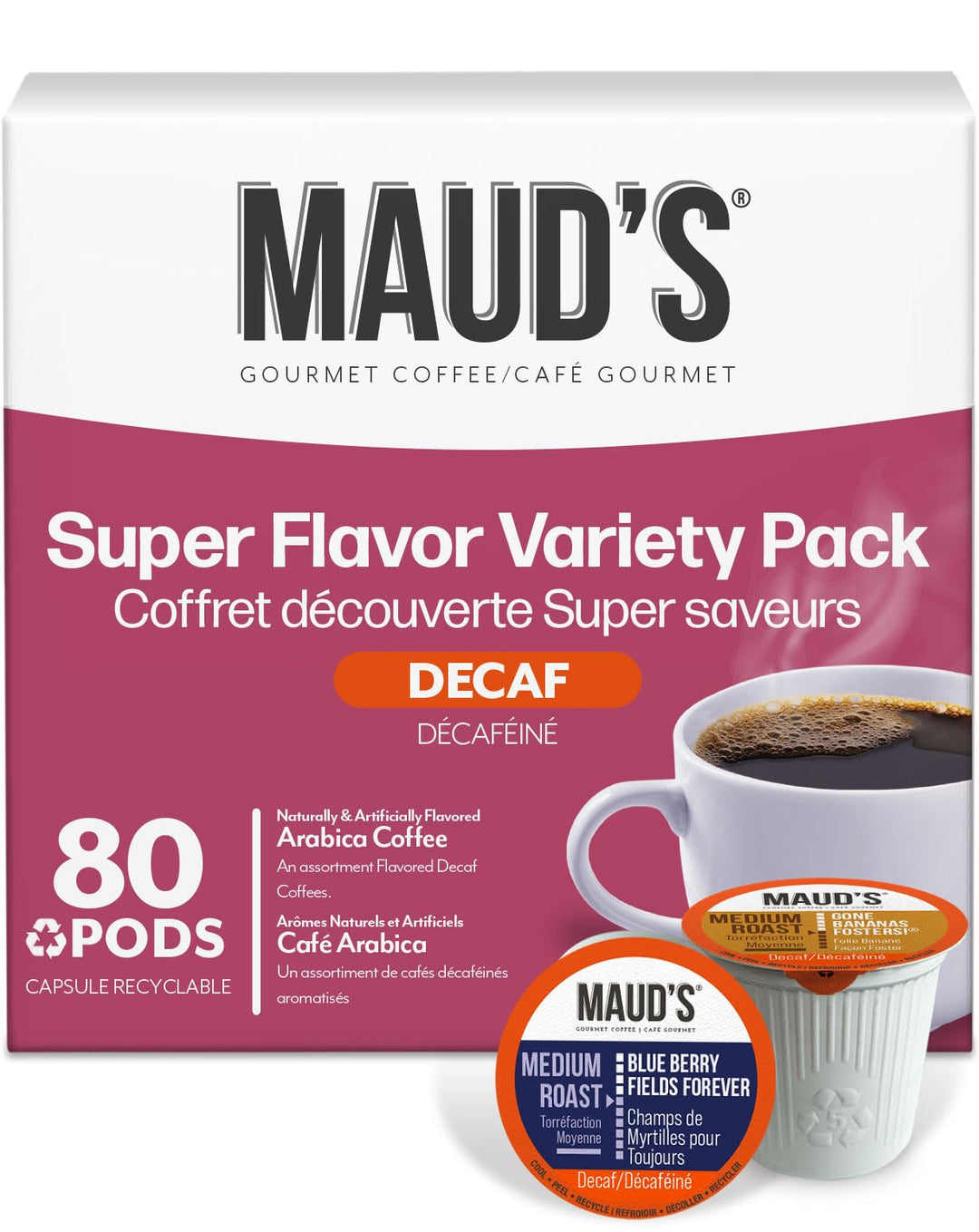 Maud’s – Flavored Decaf Coffee Pods Variety Pack – 80 Count – Keurig Compatible
