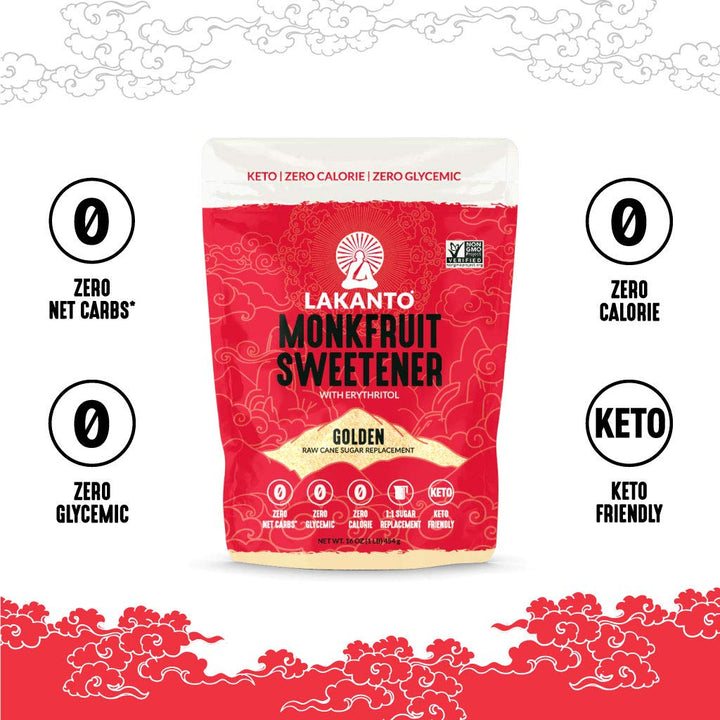 Lakanto Golden Monk Fruit Sweetener with Erythritol – 1 lb Sugar Substitute for Baking, Coffee & Cooking - Canadian Distribution - Ships Free Within Canada on Orders Above CAD $199