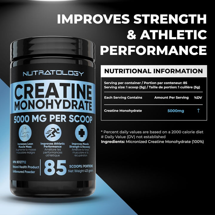 Pure – Creatine Monohydrate Powder – 425 g, 85 Servings