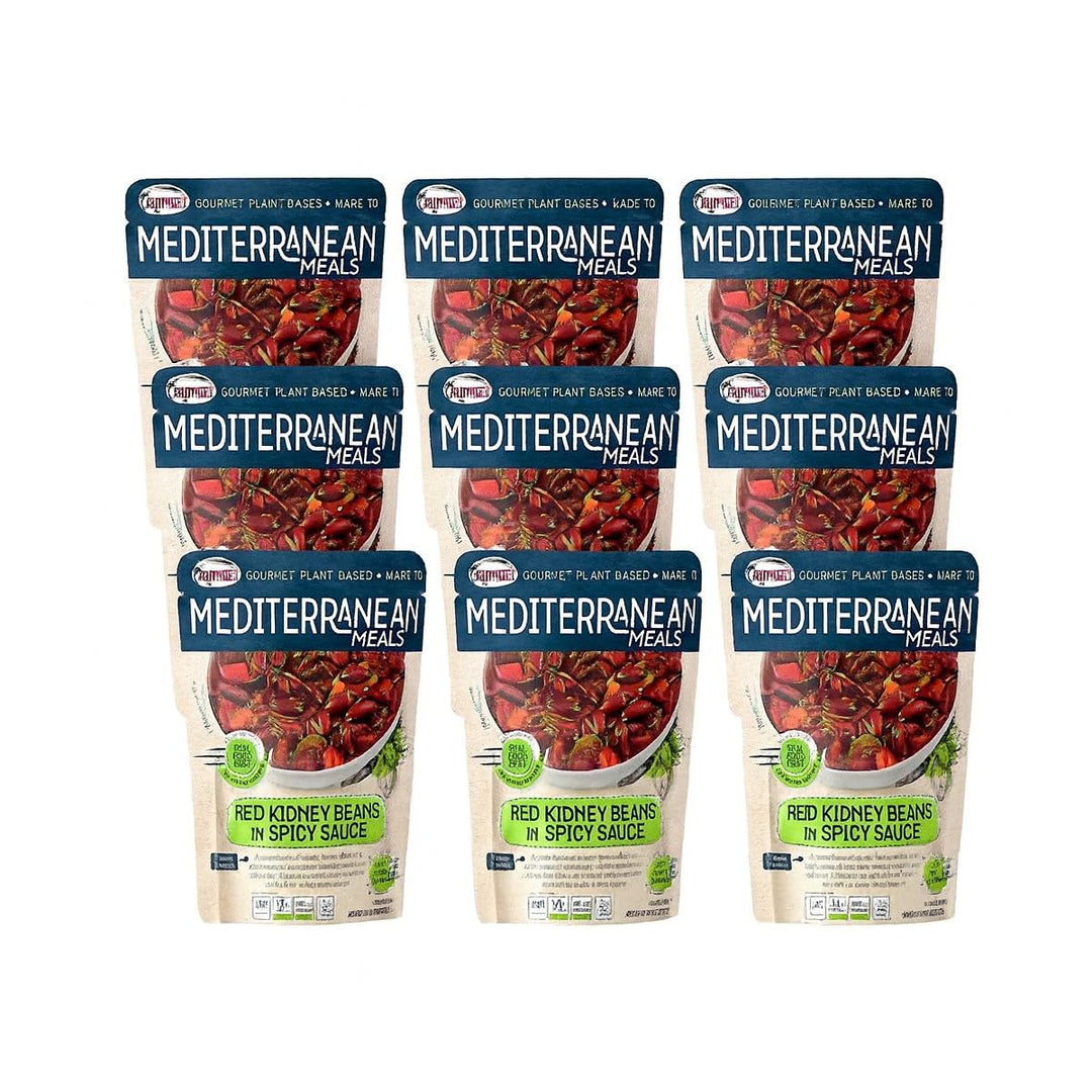 Mediterranean, Ready to Eat Red Kidney Beans in Spicy Sauce, Gluten Free, Plant Based, Vegan, No Preservatives, No Colorants, No Artificial Flavors, 250GR (Pack of 9) - Canadian Distribution - Ships Free Within Canada on Orders Above CAD $199