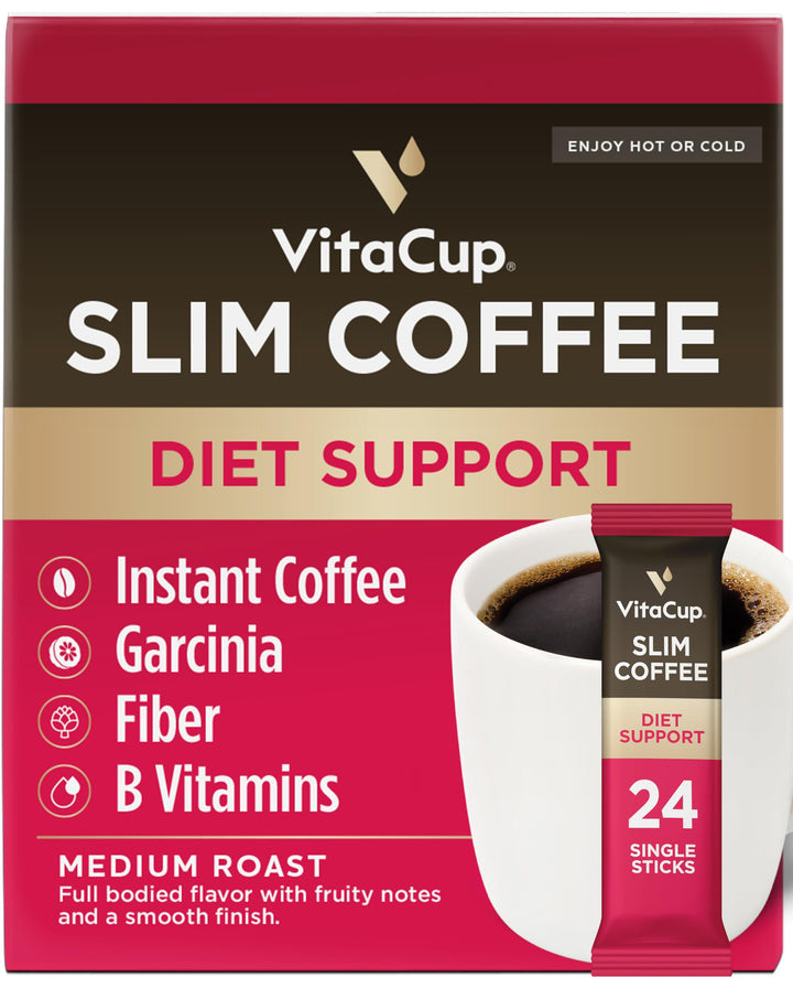 VitaCup – Slim Instant Coffee Packets – Medium Dark Roast – 24 Count – With ginseng and B vitamins