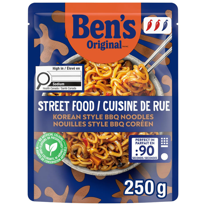 BEN'S ORIGINAL STREET FOOD Korean BBQ Style Noodles Entrée for 1, 2 x 250 g - Canadian Distribution - Ships Free Within Canada on Orders Above CAD $199