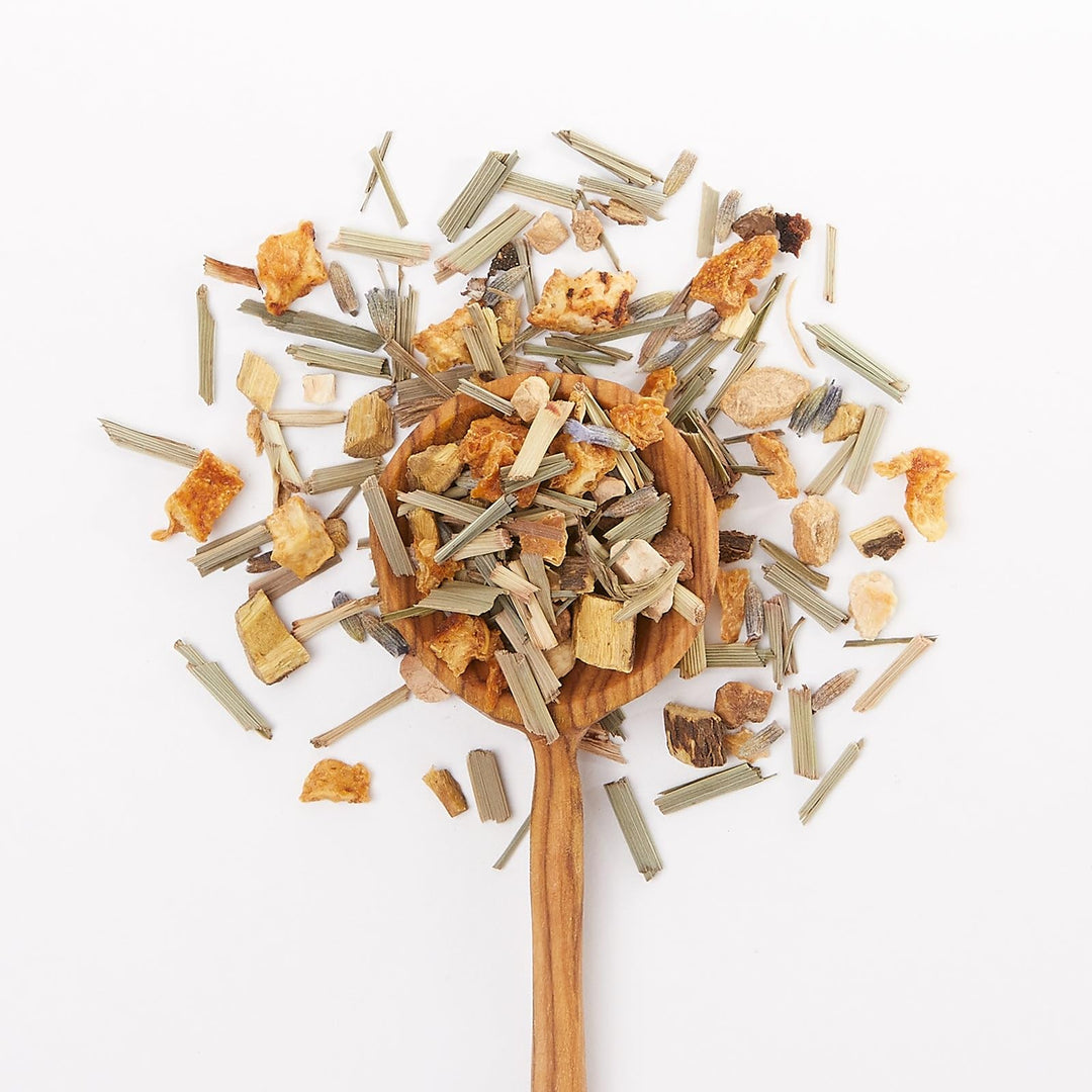 JusTea Starry Night Loose Leaf Herbal Tea | 70g Tin with Carved Spoon | 40+ Servings | Caffeine-Free | Fair Trade & Organic - Canadian Distribution - Ships Free Within Canada on Orders Above CAD $199