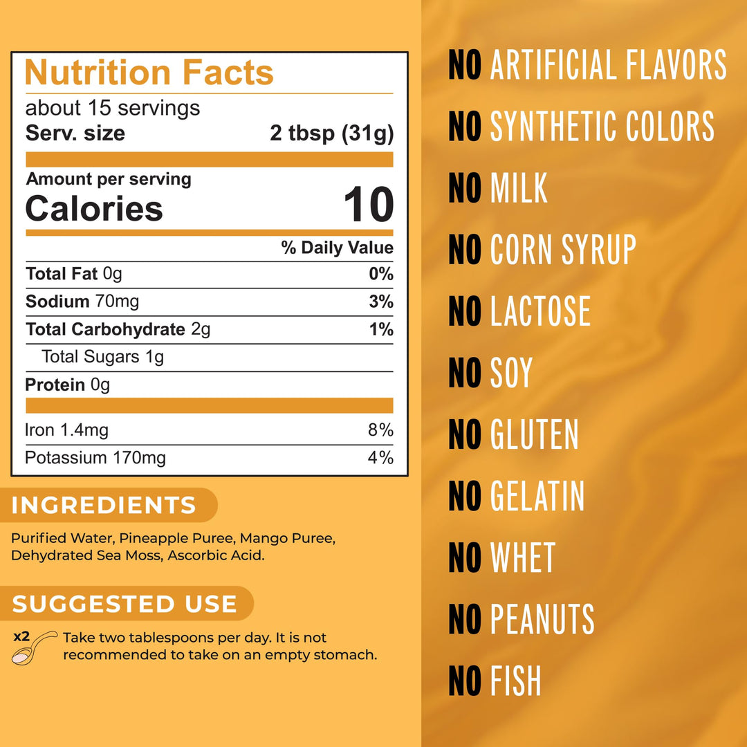 TrueSeaMoss – Mango Pineapple Sea Moss Gel – 473mL